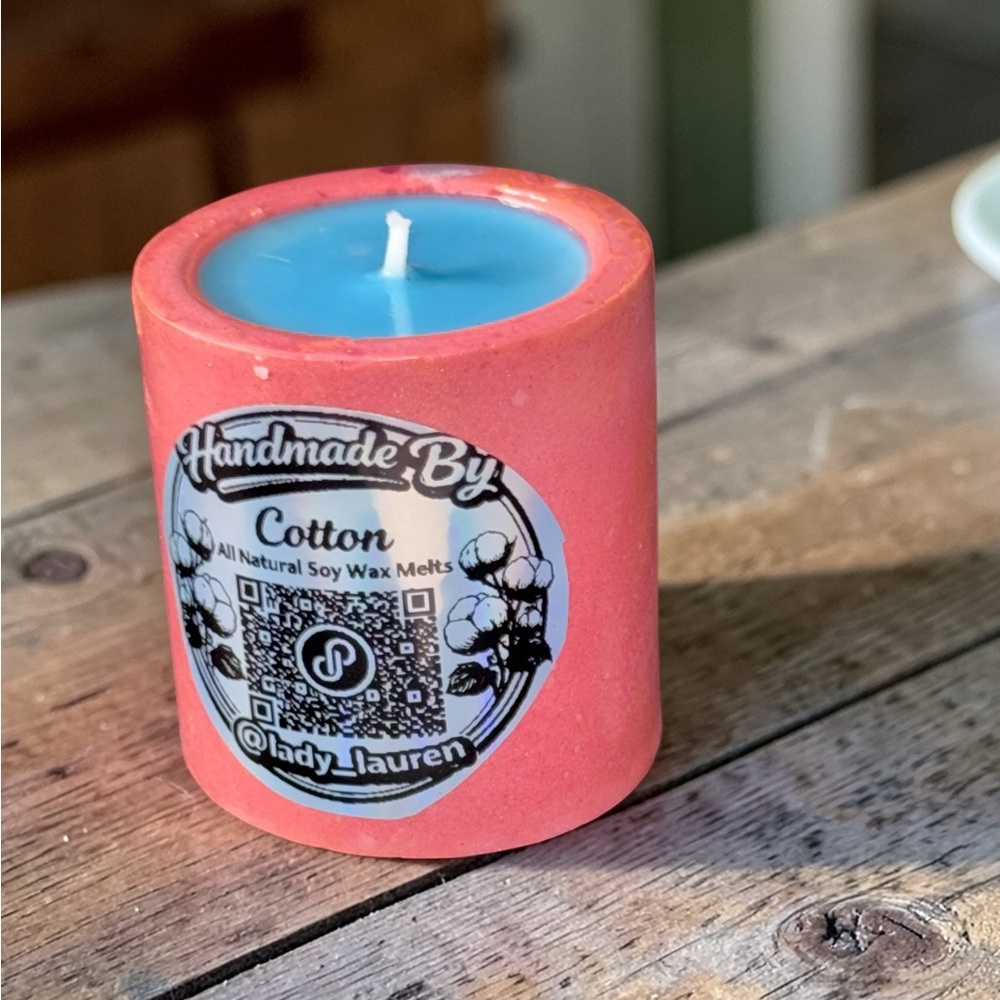 Handmade Soy Candle | Cotton Scent |Pink Handmade Resin Container Reusable Decor